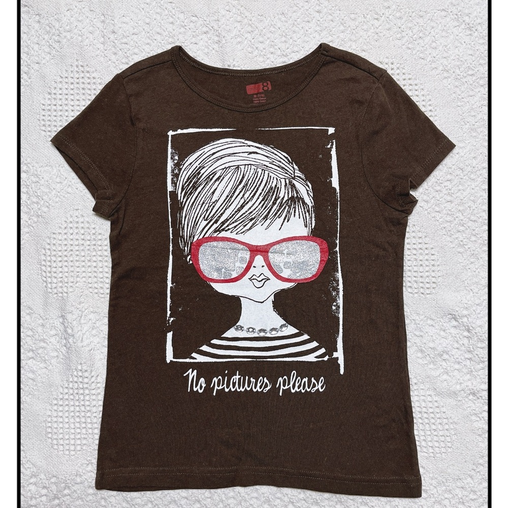 Crazy 8 Kids Brown Tee with Red and White Graphic Size M(7-8)